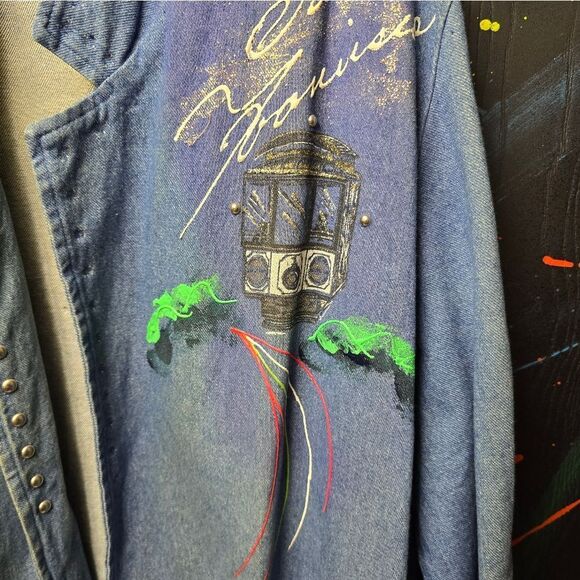 Vintage 1 Of A Kind Cactus California Hand Decorated Jean Jacket‎ - Picture 3 of 10